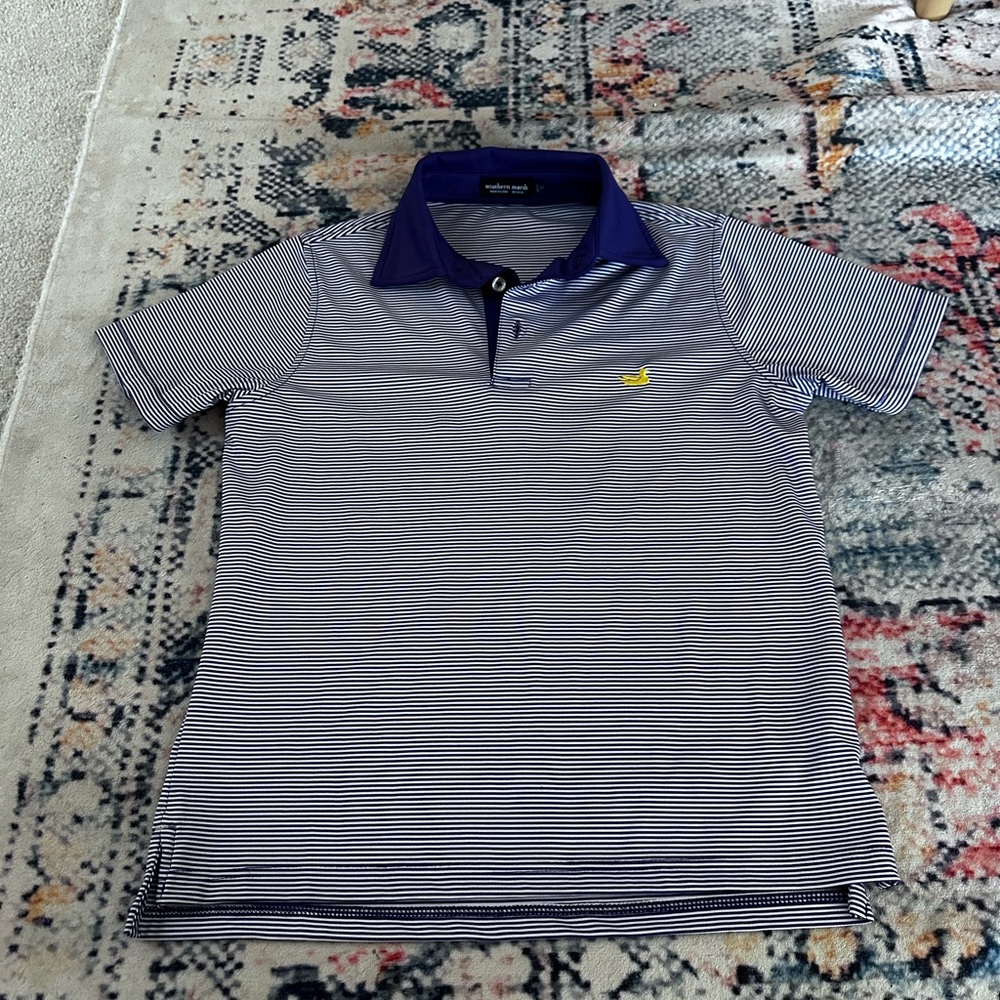 Southern Marsh Kids Polo with Navy and White Stripes